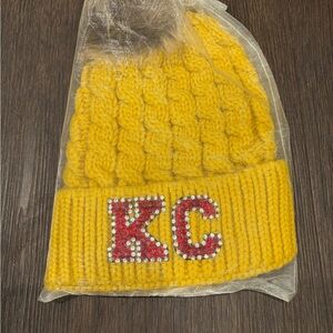 Yellow Knit Beanie with KC Patch